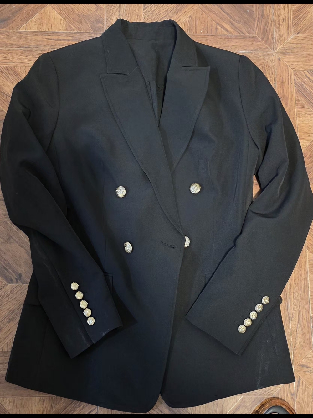 Jason Wu Black Double-Breasted Blazer with Gold Buttons